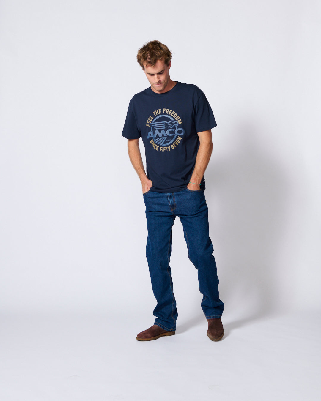 AMCO FEEL THE FREEDOM ss tee NAVY