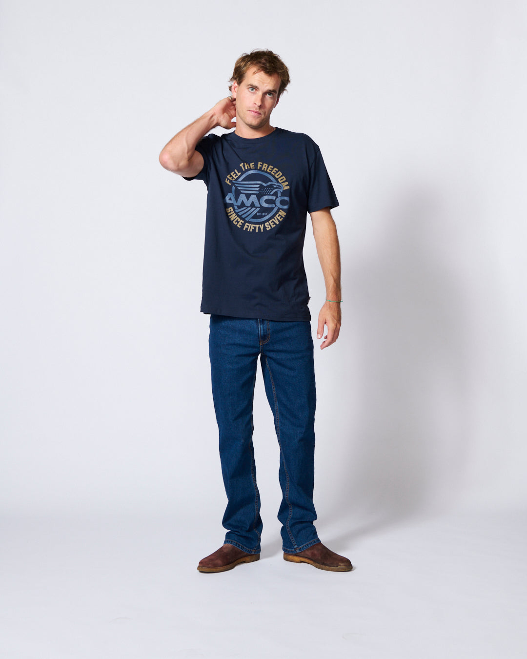 AMCO FEEL THE FREEDOM ss tee NAVY